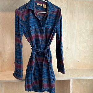 Wrangler Flannel Dress with Tie - Size Medium